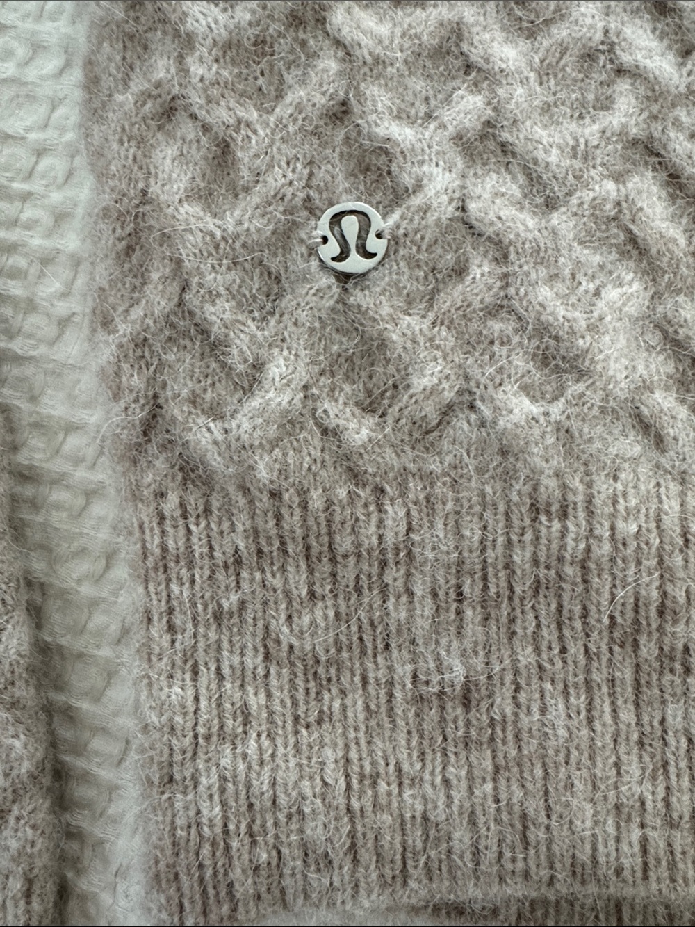 Lululemon Women's Taupe Cable-Knit Alpaca Crewneck Sweater - Picture 5 of 6